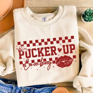 Pucker Up Cowboy png, Valentine Coquette Png, Valentine's Day, Love Png, Sublimation Designs, Retro Valentine Png