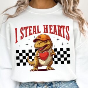 Dinosaur Valentine i steal hearts png, Valentine Coquette Png, Valentine's Day, Love Png, Sublimation Designs, Retro Val