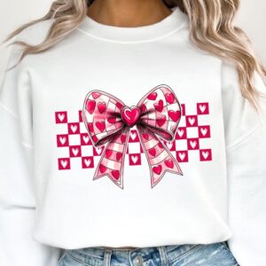 Checkered Valentine coquette bow png, Valentine Coquette Png, Valentine's Day, Love Png, Sublimation Designs, Retro Vale
