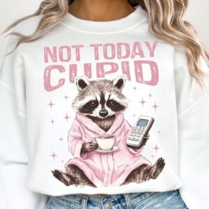 Valentine raccoon not today cupid Png, Valentine Coquette Png, Valentine's Day, Love Png, Sublimation Designs, Retro Val