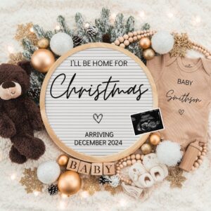Christmas Baby Announcement Digital Pregnancy Announcement December Pregnancy Neutral Social Media, I'll Be Home for Chr