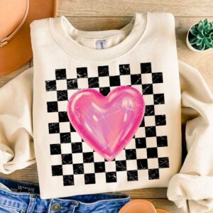 Valentine Checkered heart png, Valentine Coquette Png, Valentine's Day, Love Png, Sublimation Designs, Retro Valentine P