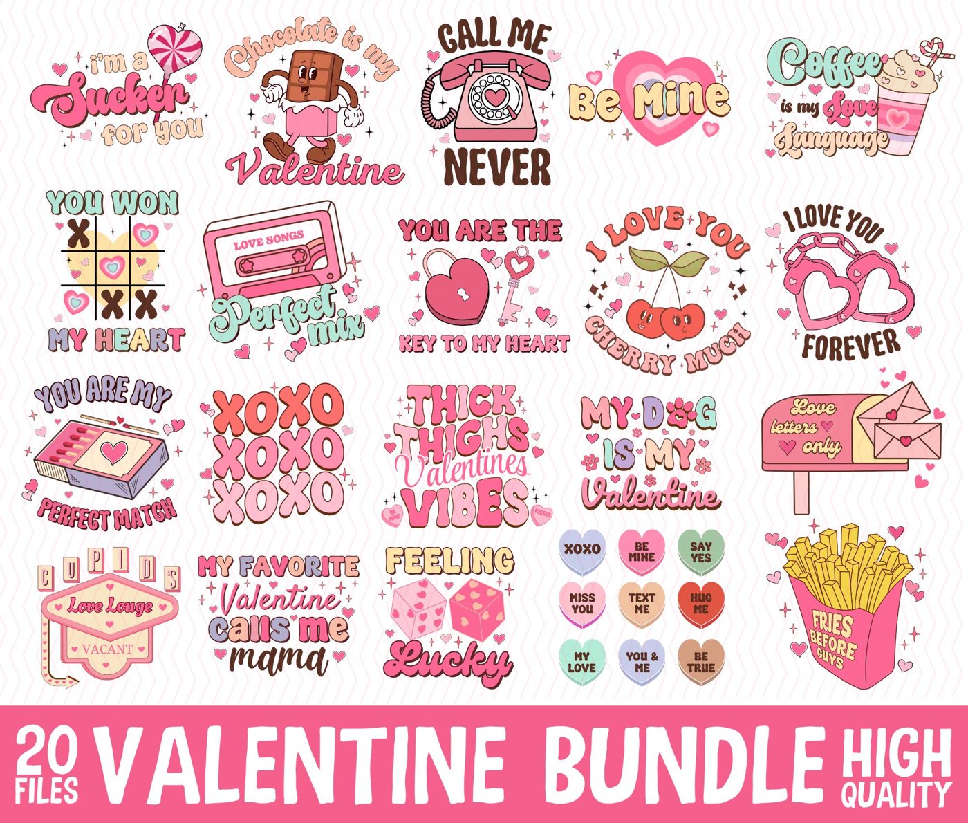 Retro Valentine png Bundle, Valentine Coquette Png, Valentine's Day, Love Png, Sublimation Designs, Retro Valentine Png