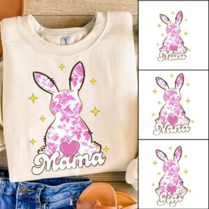 Coquette Easter Mama Bundle Png, Easter PNG, Girl Easter Png Pink Floral Chinoiserie Bunny Png Toile Easter Rabbit Png,
