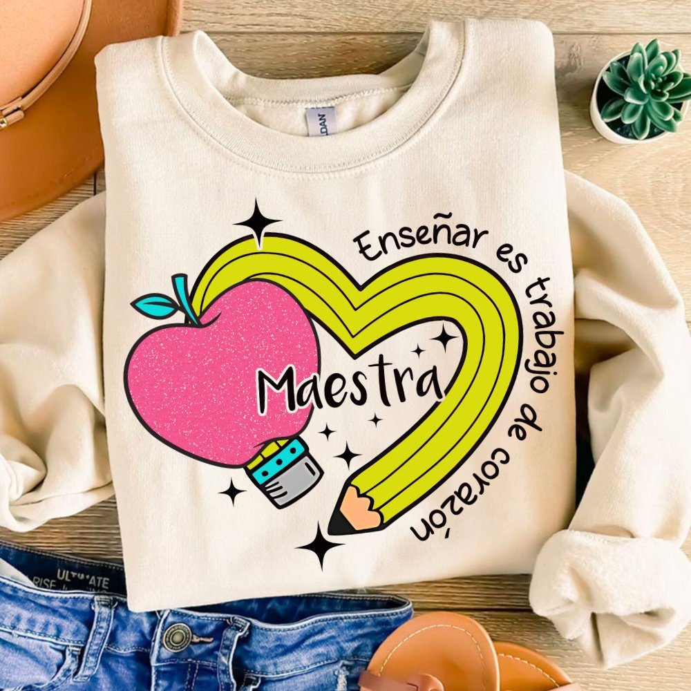 Retro Maestra Word Png, Teacher Life Png, Teacher Appreciation Gift, Maestra School Png, Teach Love Inspire, Spanish Tea