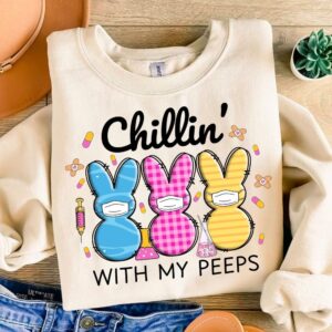 Chiling with my peeps PNG, Happy Easter png, PNG, Easter Brushstroke png, Girls Easter Png, Bunny Ears, Bunny Bow Png