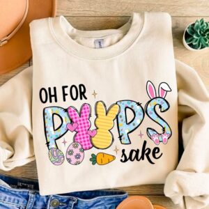 Oh for peeps sake PNG, Happy Easter png, PNG, Easter Brushstroke png, Girls Easter Png, Bunny Ears, Bunny Bow Png