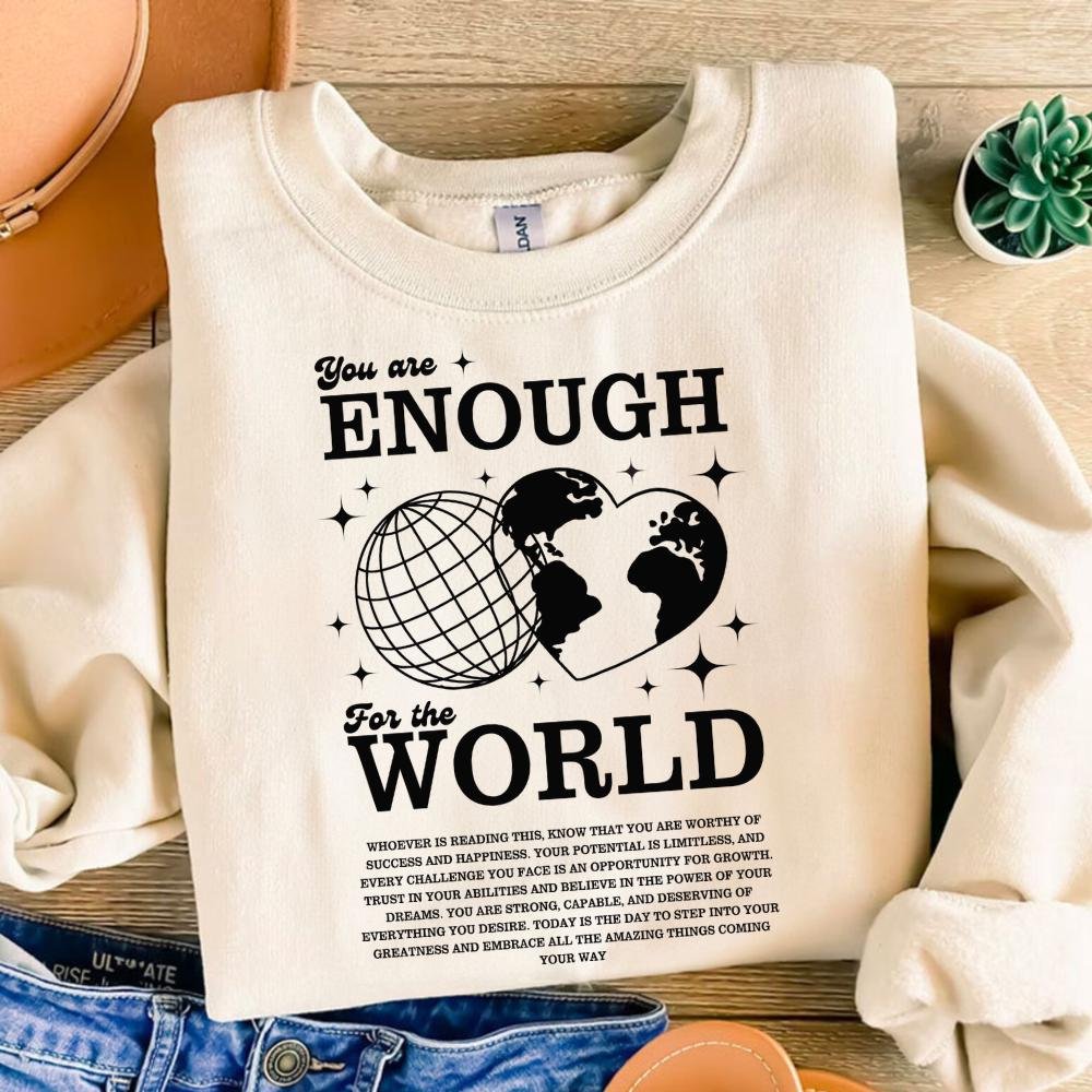 Retro you're enough for the world Png, Retro graphic for sublimation and DTG printing - Funny t-shirt design , Retro tsh