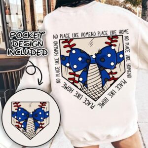 No Place Like Home Baseball Bow png Coquette bow png Hand drawn Baseball png Digital Download Sublimation Royal Blue Bas