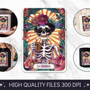 La Chismosa Tarot Card PNG, Funny Skeleton Skull Sublimation Design, Popular Trendy Witchy Gothic Tshirt design, mug sub