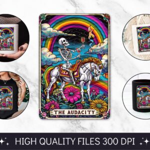 The Audacity Tarot Card PNG, Funny Skeleton Skull Sublimation Design, Popular Trendy Witchy Gothic Tshirt design, mug su