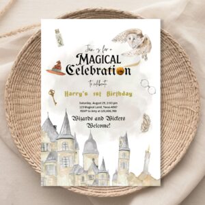 Editable Wizard Birthday Invitation Magical Wizardry School Birthday Witches Wizard Magical Birthday Download Printable