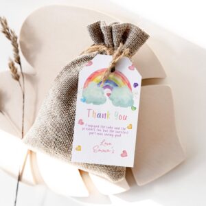 Editable Rainbow Birthday Party Favor Tag Girls Rainbow Party Rainbow Birthday Invite Pink Gold Rainbow Clouds Hearts Gi