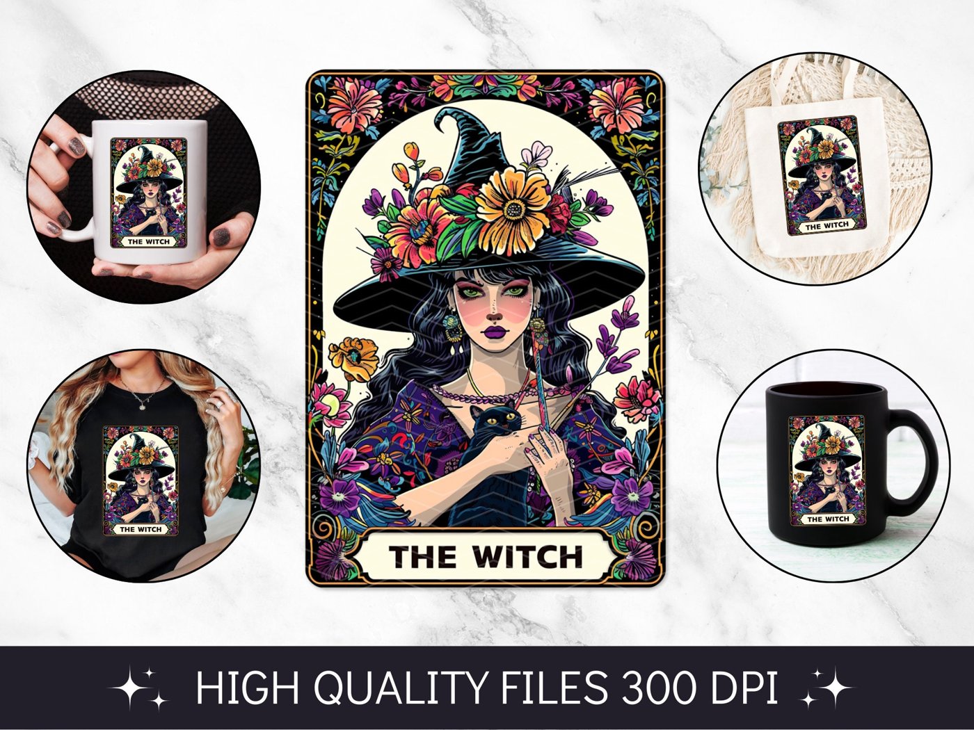 The Witch Tarot Card PNG, Funny Skeleton Skull Sublimation Design, Popular Trendy Witchy Gothic Tshirt design, mug subli