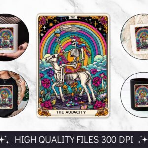 The Audacity Tarot Card PNG, Funny Skeleton Skull Sublimation Design, Popular Trendy Witchy Gothic Tshirt design, mug su