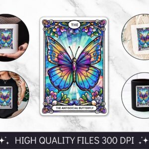 The Antisocial Butterfly Tarot Card PNG, Funny Skeleton Skull Sublimation, Popular Trendy Witchy Gothic Tshirt design, m