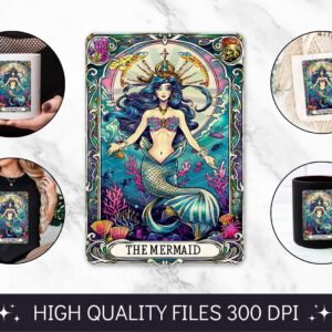 The Mermaid Tarot Card PNG, Funny Skeleton Skull Sublimation, Popular Trendy Witchy Gothic Tshirt design, mug design