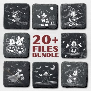 Halloween Mikey Mouse slate engraving files, Mouse And Friends Laser Burn File, Mikey Mini laser engrave, glowforge, Spo