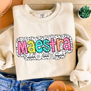 Retro Maestra Word Png, Teacher Life Png, Teacher Dalmatian dots, Maestra School Png, Teach Love Inspire, Spanish Teache