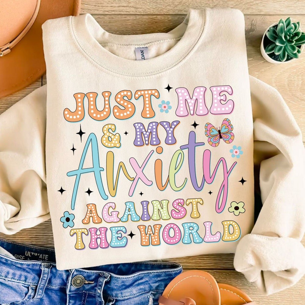 Me and My Anxiety Against the World PNG Sublimation, Bright doodle, Mama Png, Mental Health PNG, Anxiety png, Awareness