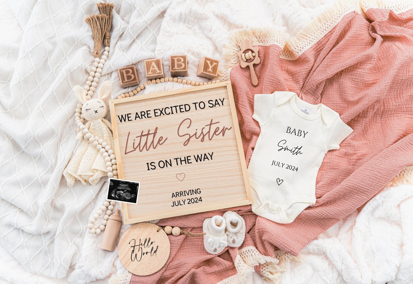 Girl Pregnancy Announcement Digital Baby Announcement Girl Gender Reveal Social Media Reveal Editable Template Its a Gir