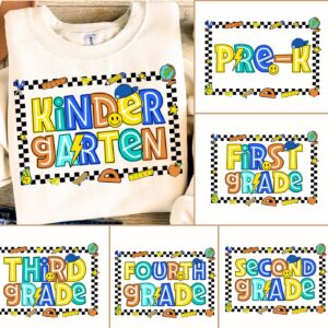 Preppy Back to School PNG Bundle, Coquette First day Hand Drawn Teacher Girl, Hello Kindergarten Pre-K 1st 2d 3d 4th 5t