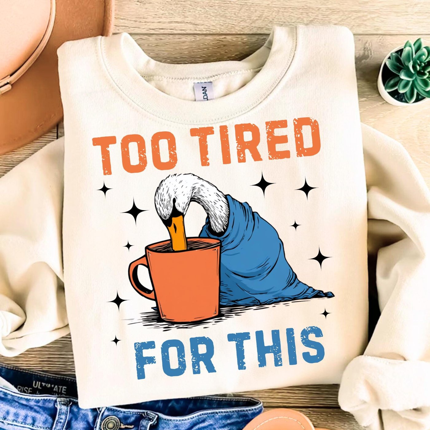Too Tired for This PNG, Snarky Morning Humor Sassy Goose png, Trendy Retro Caffeine Lover Sublimation, Funny Goose Coffe