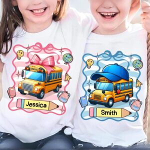 Custom Back to School Girl and boy Png, First Day Of School Png, Boy Girl School Png, School Bus Png, School for Boys Gi