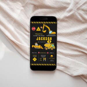 Construction Birthday Party Mobile Invitation Template, Construction Mobile Invitation, Construction, Printable Template