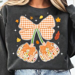 Fall Pumpkin with Coquette Bow png, Fall vibes Png, Autumn Season png, retro fall png, Fall design, Fall Autumn Shirt, F