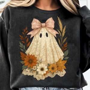 Halloween Ghost Coquette bow Png, Retro Halloween Cat Ghost Png, Girly Halloween Png, Spooky Season, Pumpkin Halloween