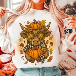 Cute fall highland and Pumpkin png, Autumn Cow Shirt png, Boo ghost sublimation, Fall Pumpkin png, Cow Lover png, Hallo