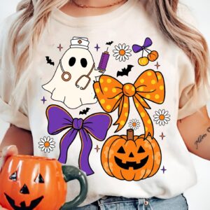 Halloween Nurse Boo Png, Autumn Pumpkin Nursing, Neon Halloween Nursing Fall Png, Fall Pumpkin, Halloween Nurse Spooky S