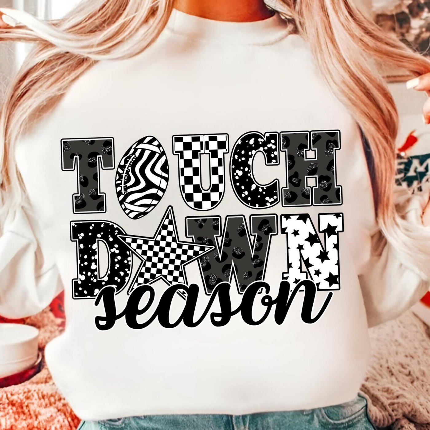 Touchdown Season PNG, Retro Checkered Game Day Png Coquette Bow Football png, Football mom, Retro Football shirt Png, Fo