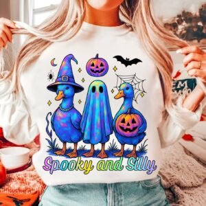 Neon Goose and boo spooky and silly Png, Drip Spooky Vibes Png, Halloween Scary Shirt Design, Halloween Ghost Neon Png,