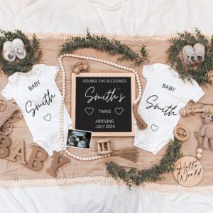 Twins Digital Pregnancy Announcement / Pregnancy Reveal / Social Media / Gender Neutral / Facebook / Instagram / Boho /