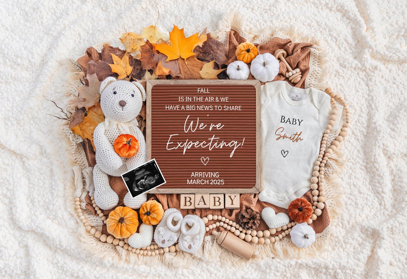 Fall Pregnancy Announcement, Baby Announcement, Digital Download, Editable Template, Social Media Reveal, Instagram, Pum