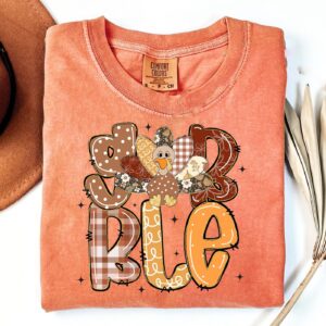 Fall Gobble Png, Autumn Svg, Christian Shirt Women, Thankful Grateful Blessed Svg, Thankful Svg, Thanksgiving Shirt Svg