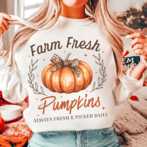 Farm Fresh Pumpkins Png, Autumn Svg, Christian Shirt Women, Thankful Grateful Blessed Svg, Thankful Svg, Thanksgiving Sh