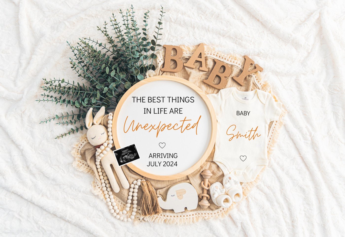 Digital Pregnancy Announcement / Pregnancy Reveal / Social Media / Gender Neutral / Facebook / Instagram / Boho / Person