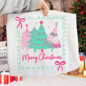 Merry Christmas Trees Png, Pink Christmas Png, Merry Christmas Png, Merry and Bright Png, Preppy Christmas Png, Holly Jo