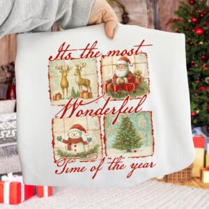 It's the most wonderful time of the year Png, Pink Christmas Png, Merry Christmas Png, Merry and Bright Png, Preppy Chri