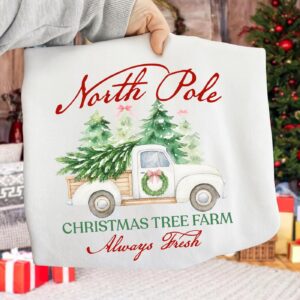 North Pole Christmas Tree Farm Always Fresh Png, Pink Christmas Png, Merry Christmas Png, Merry and Bright Png, Preppy C