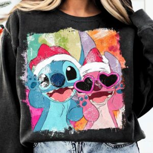 Christmas blue and pink alien Png, Retro 90s Winter Xmas Cartoon Couple Png, Tis The Season Png, Preppy Christmas Png, H