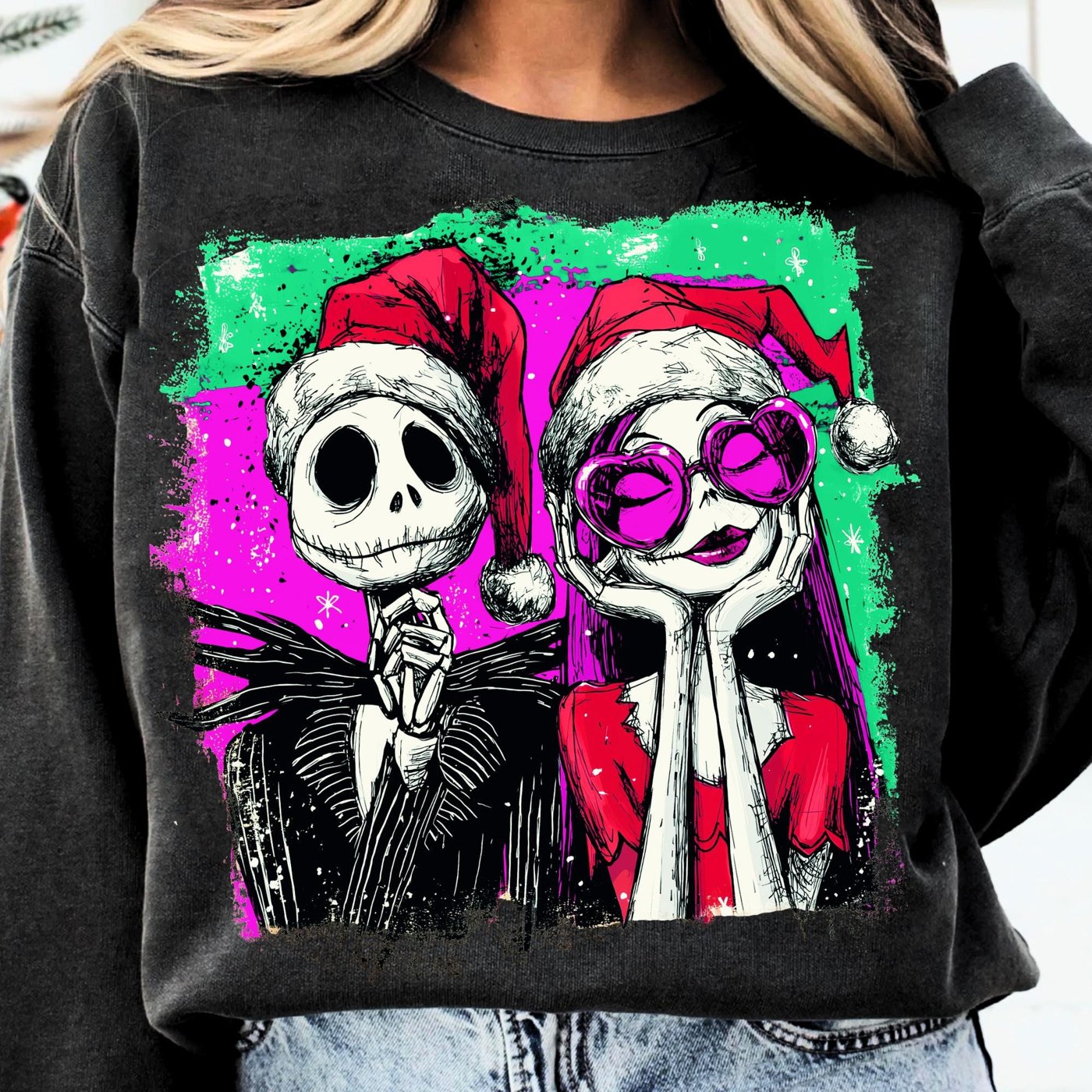 Nightmare Christmas Couple Png, Retro 90s Winter Xmas Cartoon Couple Png, Tis The Season Png, Preppy Christmas Png, Holl