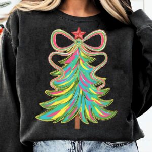 Brushstroke Christmas Tree Png, Pink Christmas Png, Merry Christmas Png, Merry and Bright Png, Preppy Christmas Png, Hol