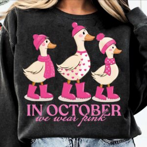 Halloween Goose In October We Wear Pink Png, Breast Cancer Png, Pumpkin Splatter Png, Breast Cancer Awareness Png, Pumpk
