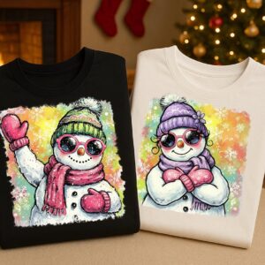 Brushstroke Christmas Snowman Png, Pink Christmas Png, Merry Christmas Png, Merry and Bright Png, Preppy Christmas Png,