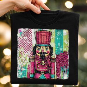 Brushstroke Christmas Nutcracker Png, Pink Christmas Png, Merry Christmas Png, Merry and Bright Png, Preppy Christmas Pn