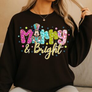 Mikey merry and bright Png, Pink Christmas Png, Merry Christmas Png, Merry and Bright Png, Preppy Christmas Png, Holly J